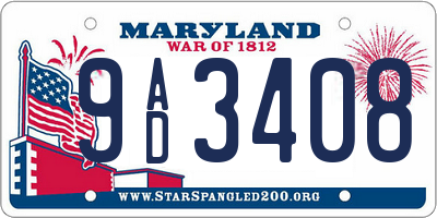 MD license plate 9AD3408
