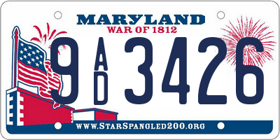 MD license plate 9AD3426