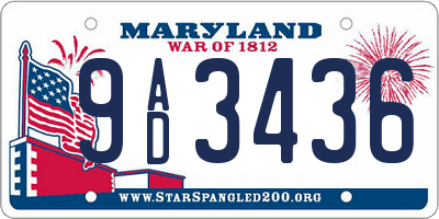 MD license plate 9AD3436