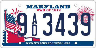 MD license plate 9AD3439