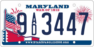 MD license plate 9AD3447