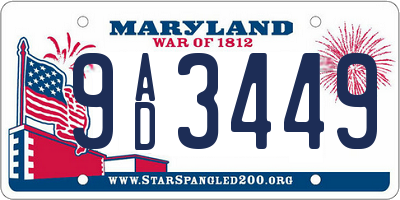 MD license plate 9AD3449