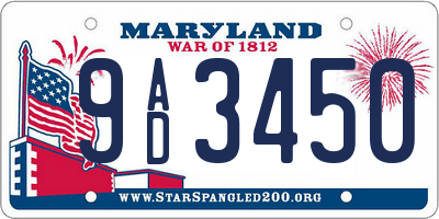 MD license plate 9AD3450