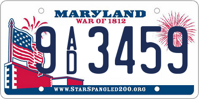 MD license plate 9AD3459