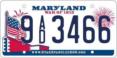 MD license plate 9AD3466