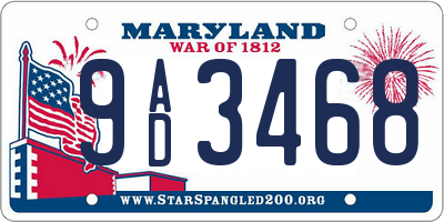 MD license plate 9AD3468