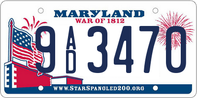 MD license plate 9AD3470