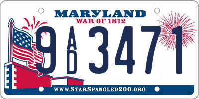 MD license plate 9AD3471
