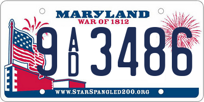 MD license plate 9AD3486