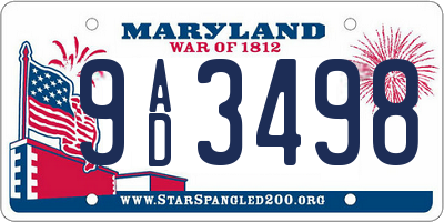 MD license plate 9AD3498