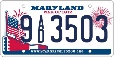 MD license plate 9AD3503