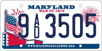 MD license plate 9AD3505