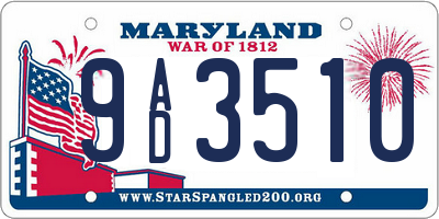 MD license plate 9AD3510