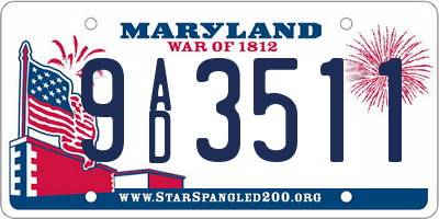 MD license plate 9AD3511
