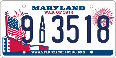 MD license plate 9AD3518