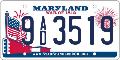 MD license plate 9AD3519