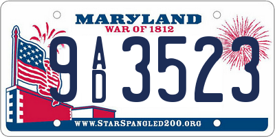 MD license plate 9AD3523