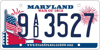 MD license plate 9AD3527