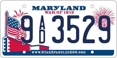 MD license plate 9AD3529
