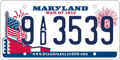 MD license plate 9AD3539