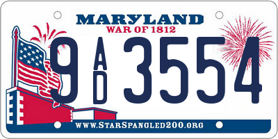 MD license plate 9AD3554