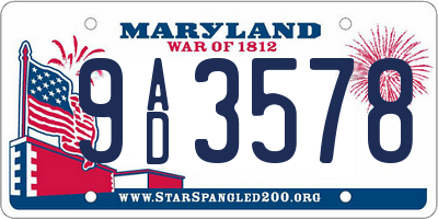MD license plate 9AD3578