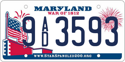 MD license plate 9AD3593