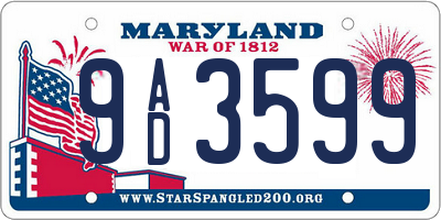 MD license plate 9AD3599