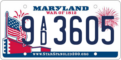 MD license plate 9AD3605