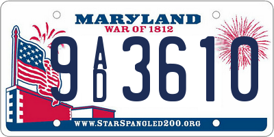 MD license plate 9AD3610