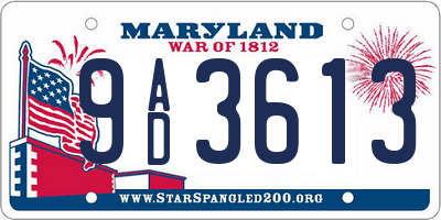 MD license plate 9AD3613