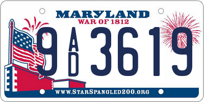 MD license plate 9AD3619