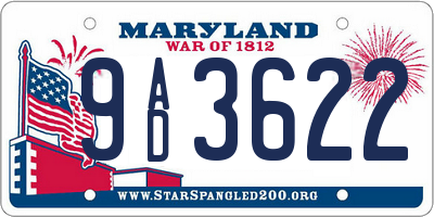 MD license plate 9AD3622