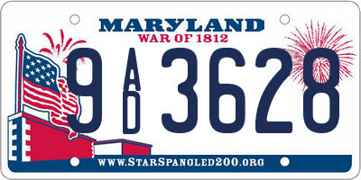 MD license plate 9AD3628
