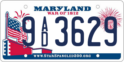 MD license plate 9AD3629