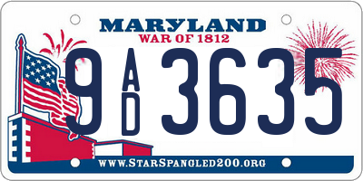 MD license plate 9AD3635