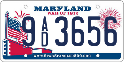 MD license plate 9AD3656