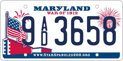 MD license plate 9AD3658
