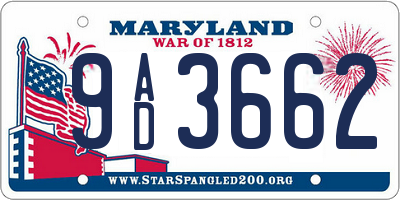 MD license plate 9AD3662