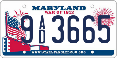 MD license plate 9AD3665