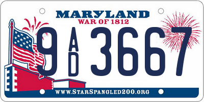 MD license plate 9AD3667