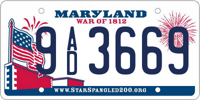 MD license plate 9AD3669