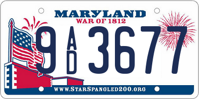 MD license plate 9AD3677
