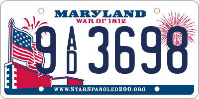 MD license plate 9AD3698