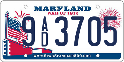 MD license plate 9AD3705