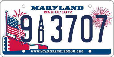 MD license plate 9AD3707
