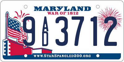 MD license plate 9AD3712