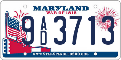 MD license plate 9AD3713