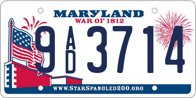 MD license plate 9AD3714
