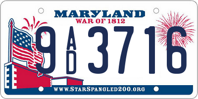 MD license plate 9AD3716